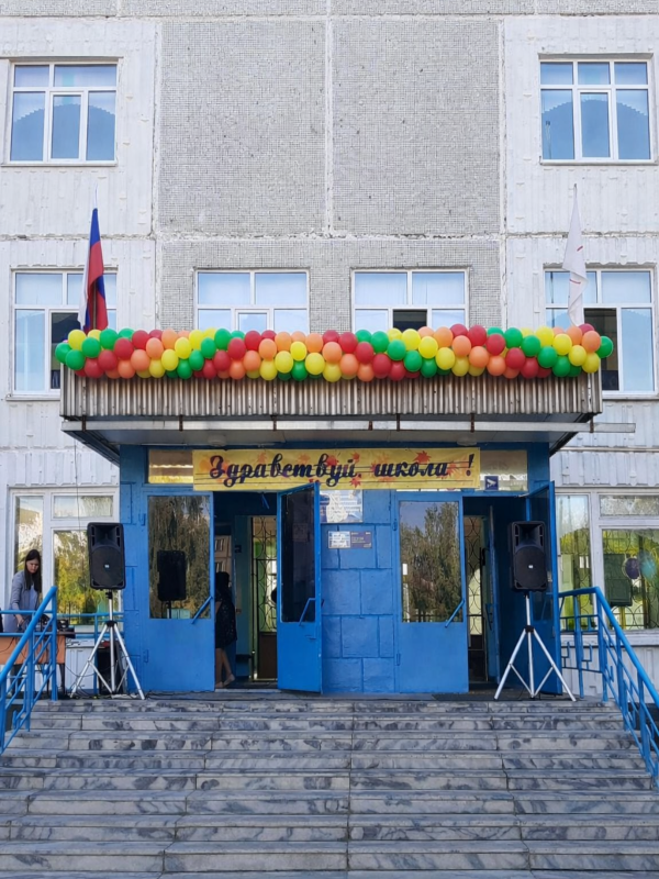 Витая гирлянда из шаров для оформления входа в школу, Нижний Новгород