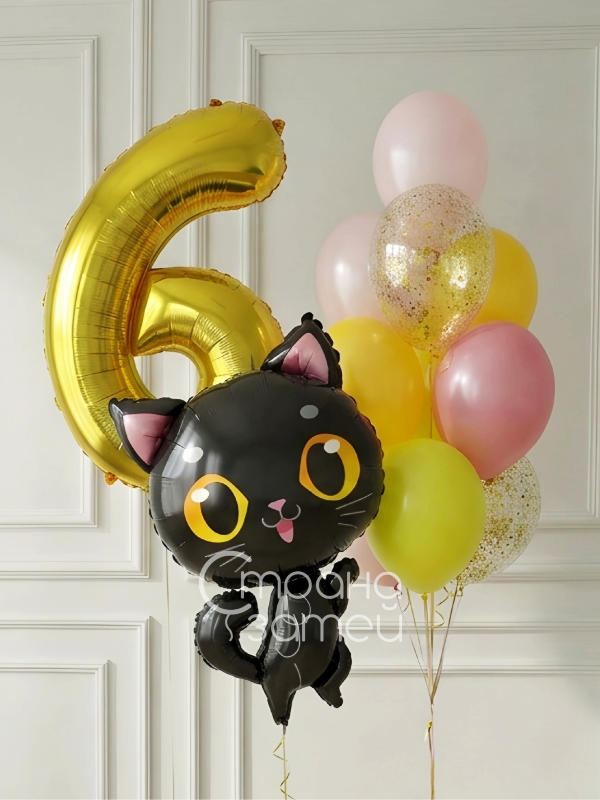 Сет шаров «Котёнок и цифра» для девочки с цифрой 40" и фигурой котёнок, Нижний Новгород