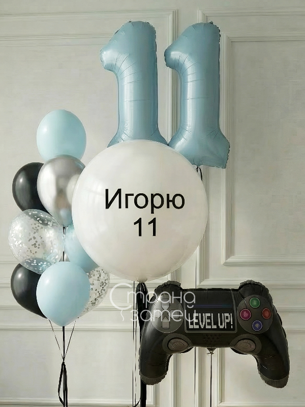 Сет шаров для мальчика-подростка: шар-гигант, две цифры 40" и фигура джойстика, Нижний Новгород