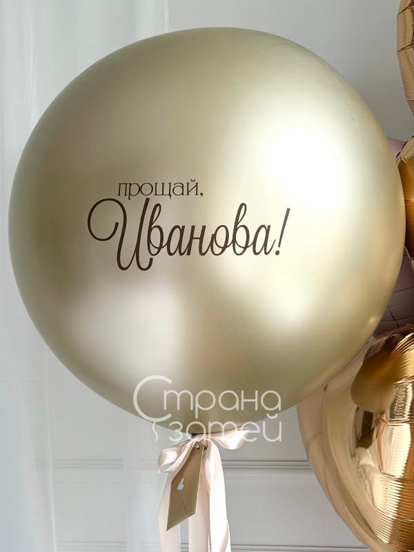 Сет на девичник с Двойным шаром-гигантом с надписью, сердцем внутри и фонтаном из 7 сердец, Нижний Новгород