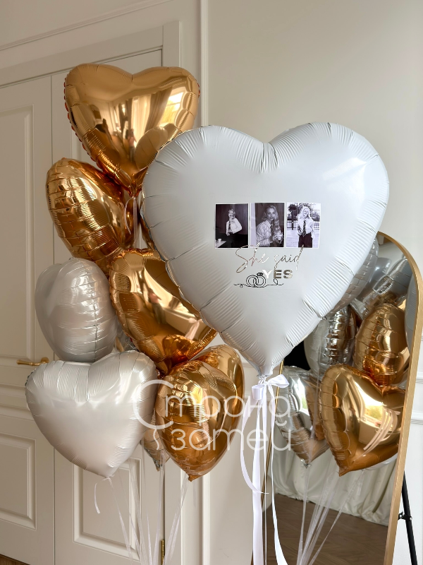 Сет на девичник с Сердцем-гигантом 36 дюймов с фото и фонтаном из 9 сердец, Нижний Новгород 1