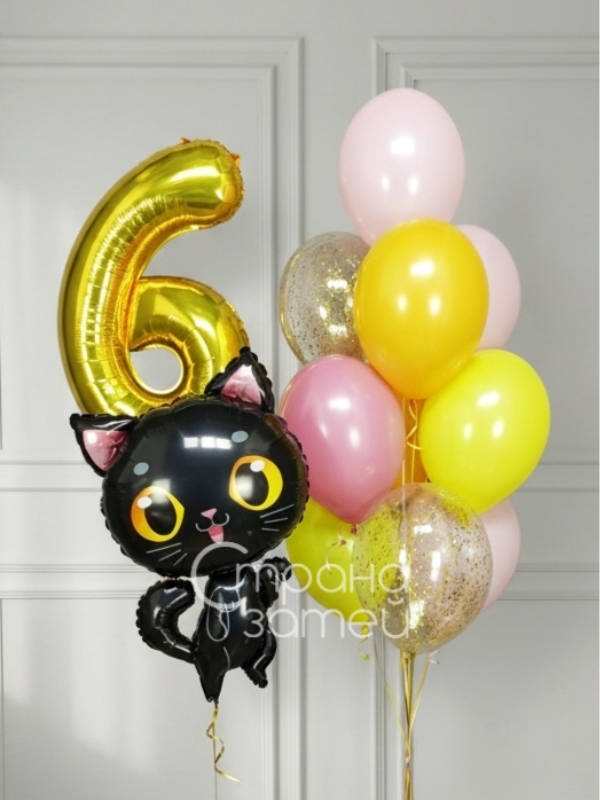 Сет шаров для девочки с цифрой 102 см и фигурой Котенок, Нижний Новгород