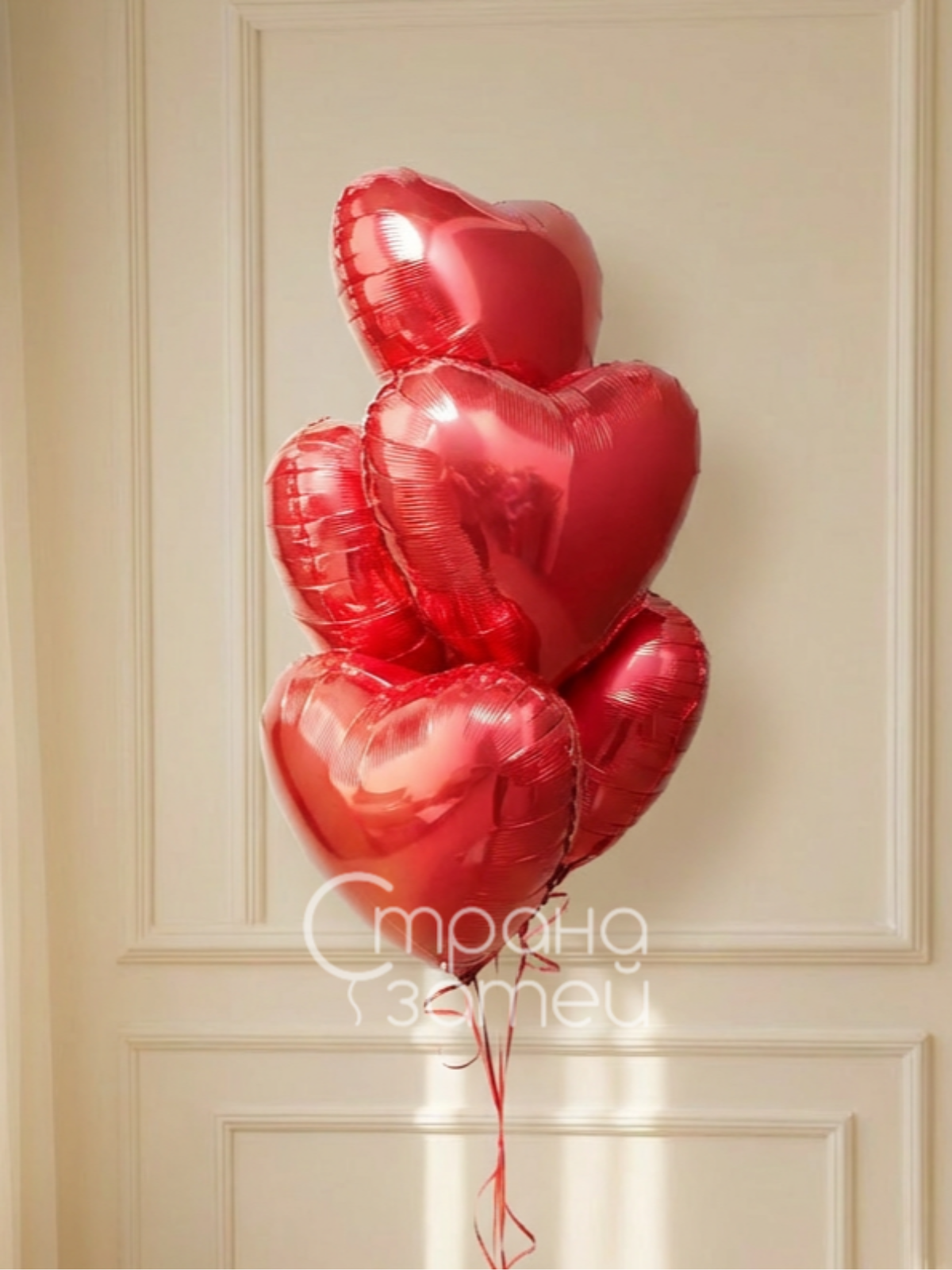 Букет из красных шаров‑сердец, фонтан для 14 февраля и романтических праздников, Нижний Новгород