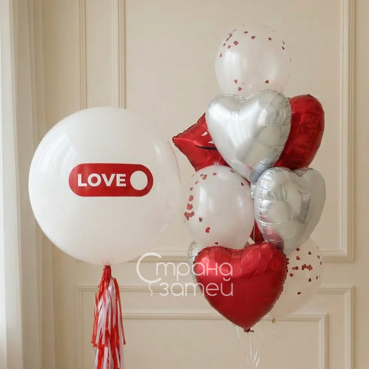 Сет шаров «Включаю любовь», на 14 февраля, белый дабл бабл и сердца, Нижний Новгород