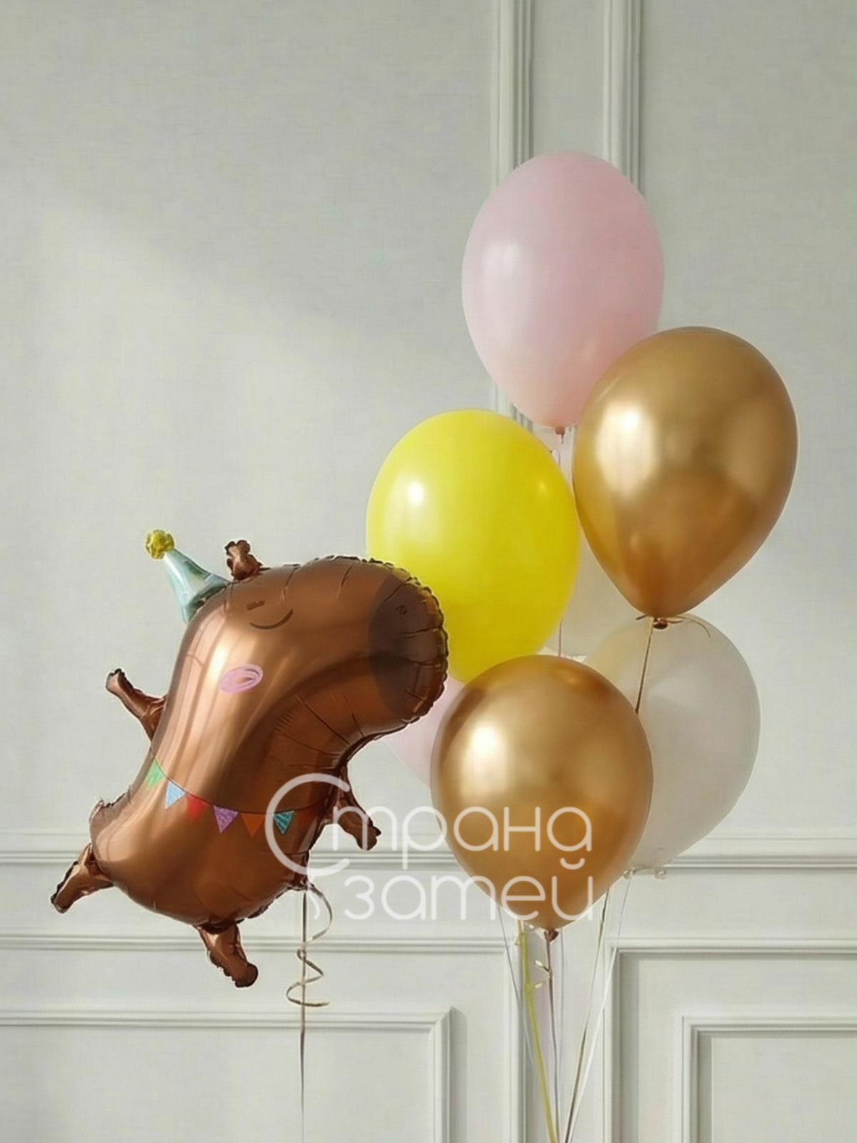 Сет шаров «Весёлая капибара», на день рождения, фигура капибара и фонтан шаров, Нижний Новгород