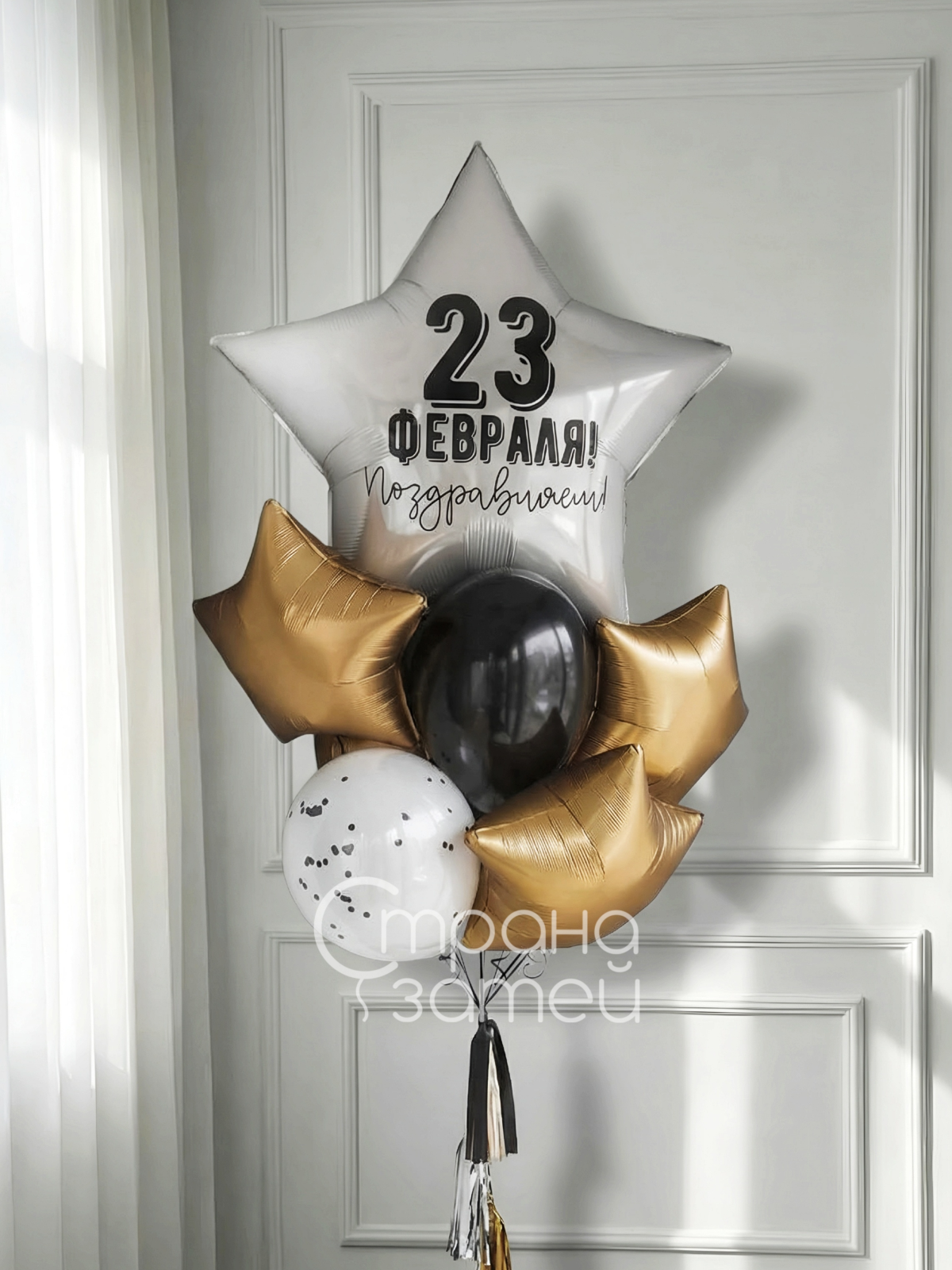 Сет шаров «Звёздный фонтан 23 февраля», звезда-гигант и фонтан из шаров, Нижний Новгород