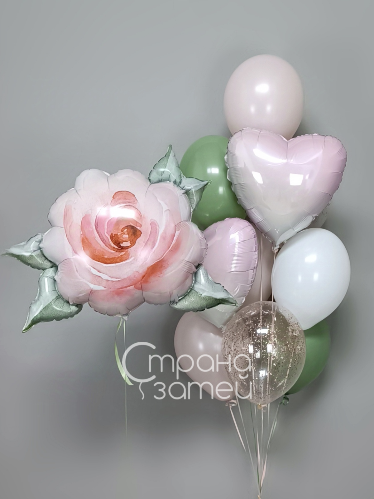 Сет шаров «Роза», на 8 Марта и день рождения для неё, фигура розы и фонтан из пастельных шаров и сердец, Нижний Новгород