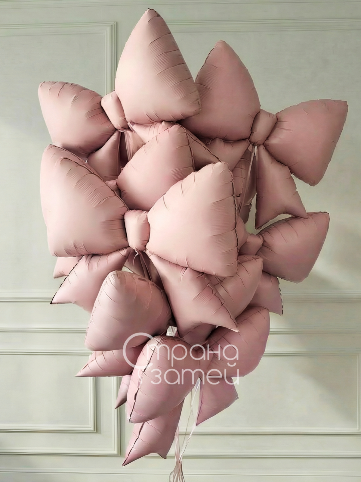 Сет шаров «Пудровый восторг» — фонтан из розовых гелиевых шаров‑бантов, Нижний Новгород