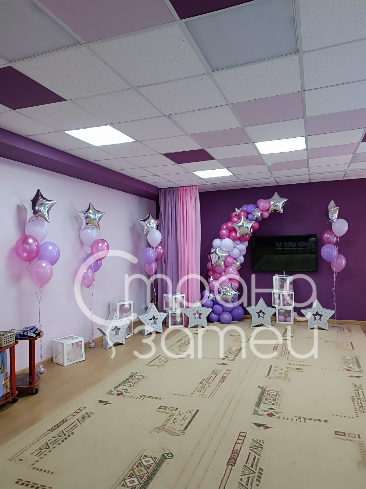 Оформление выпускного в детском саду в сиреневых и розовых тонах, Нижний Новгород